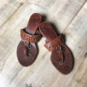Brown leather Dior sandals with charm - size 37